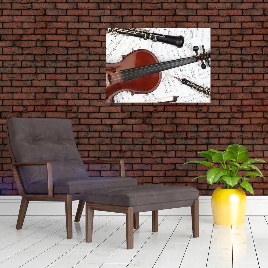 Sklenený obraz - Hudobné nástroje (70x50 cm)