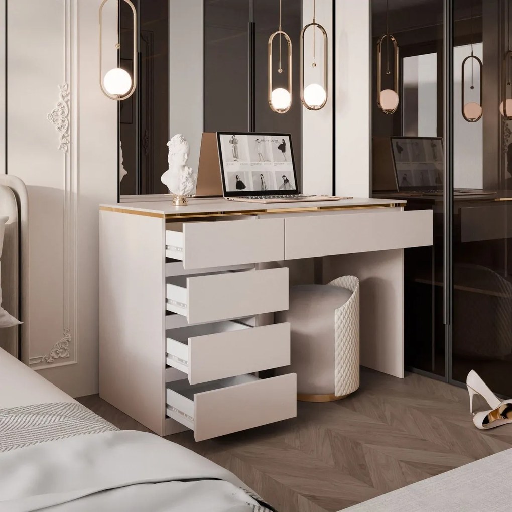 PISACÍ STÔL NESSIE KAŠMÍR + ZLATÝ 120 cm