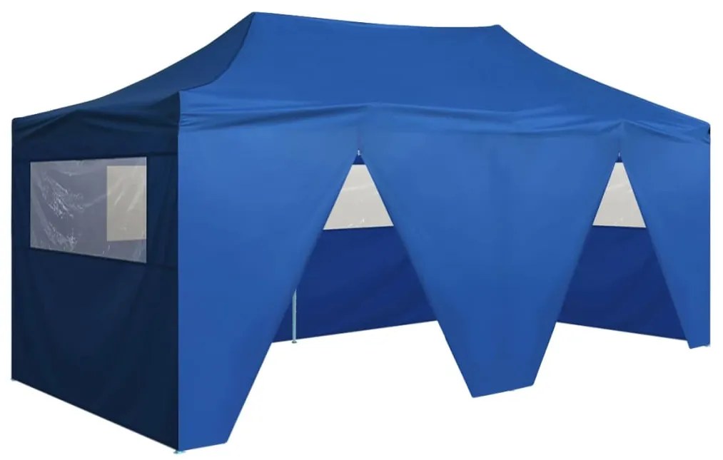 vidaXL Profesionálny skladací párty stan+4 steny 3x6 m, oceľ, modrý