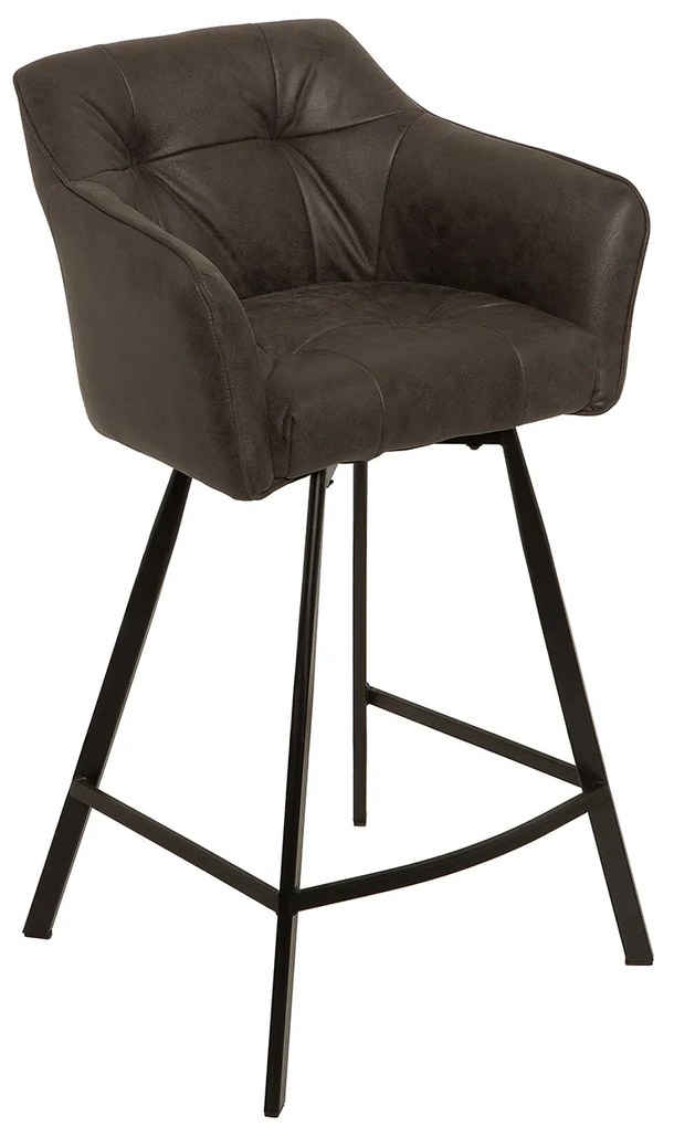 Barová stolička Loft starožitná šedá lakťová opierka