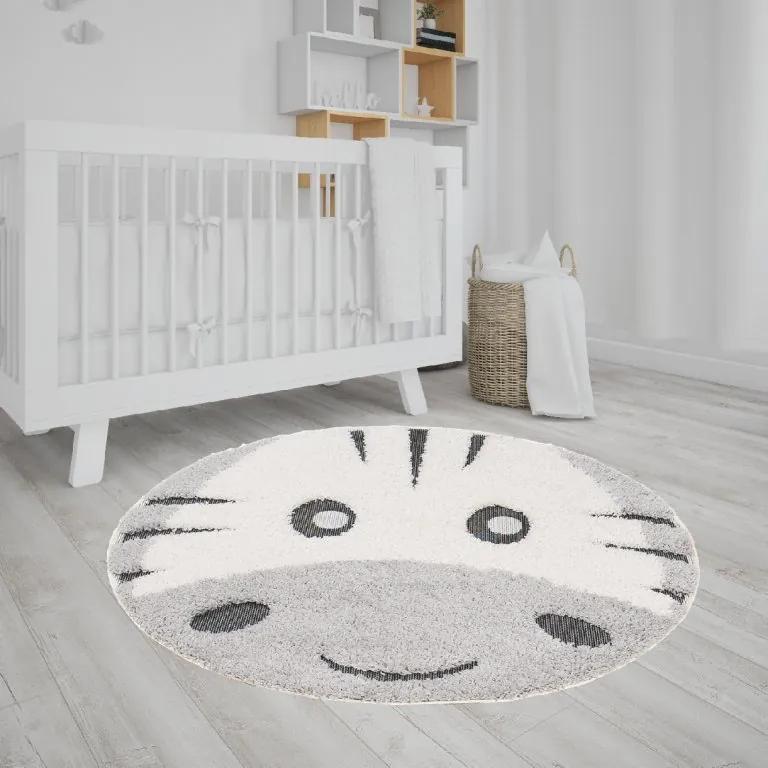 TA Okrúhly detský koberec s motívom zebry 120x120 cm