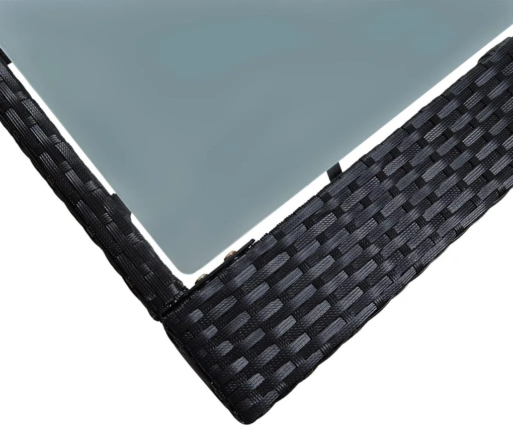 vidaXL 5-dielna vonkajšia barová súprava, polyratan a sklo, čierna 49568