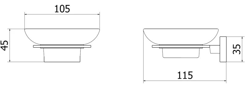 Mexen Arno, sklenená miska na mydlo, grafitová, 7020739-66