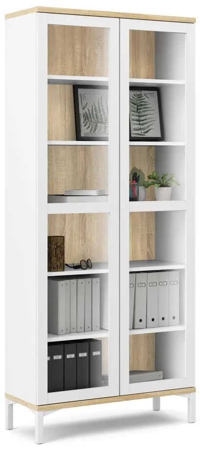 Biela/v prírodnej farbe vitrína v dekore duba 89x203x36 cm Roomers – Tvilum