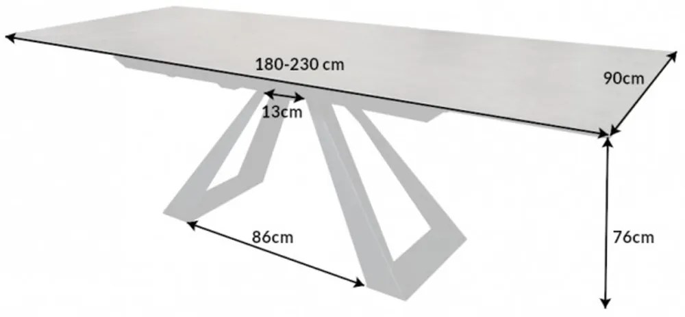 Keramický jedálenský stôl Kody 180 - 230 cm antracit