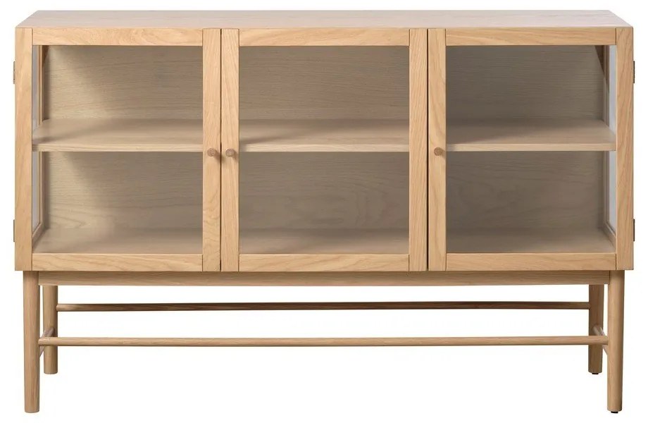 Vitrína z dubového dreva v prírodnej farbe 88x140 cm Elba – Unique Furniture