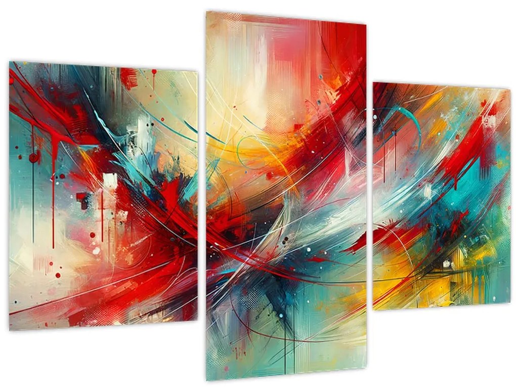 Obraz – Abstrakcia s červenou (90x60 cm)