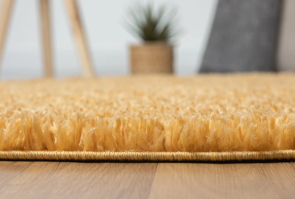 Kusový koberec My Shaggy goldgelb kruh, 120x120 (priemer) kruh, žltá, chodba / predsieň, My Flair