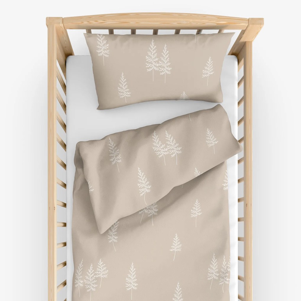 Goldea detské bavlnené obliečky do postieľky - severské stromčeky 110 x 125 a 35 x 55 cm