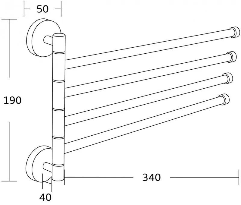 Mexen príslušenstvo, držiak na uteráky, otočný, čierna, 7039244-70