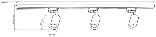 Bodové svietidlo do lištového systému PARIS 3xGU10/10W/230V + 1 m lištový systém