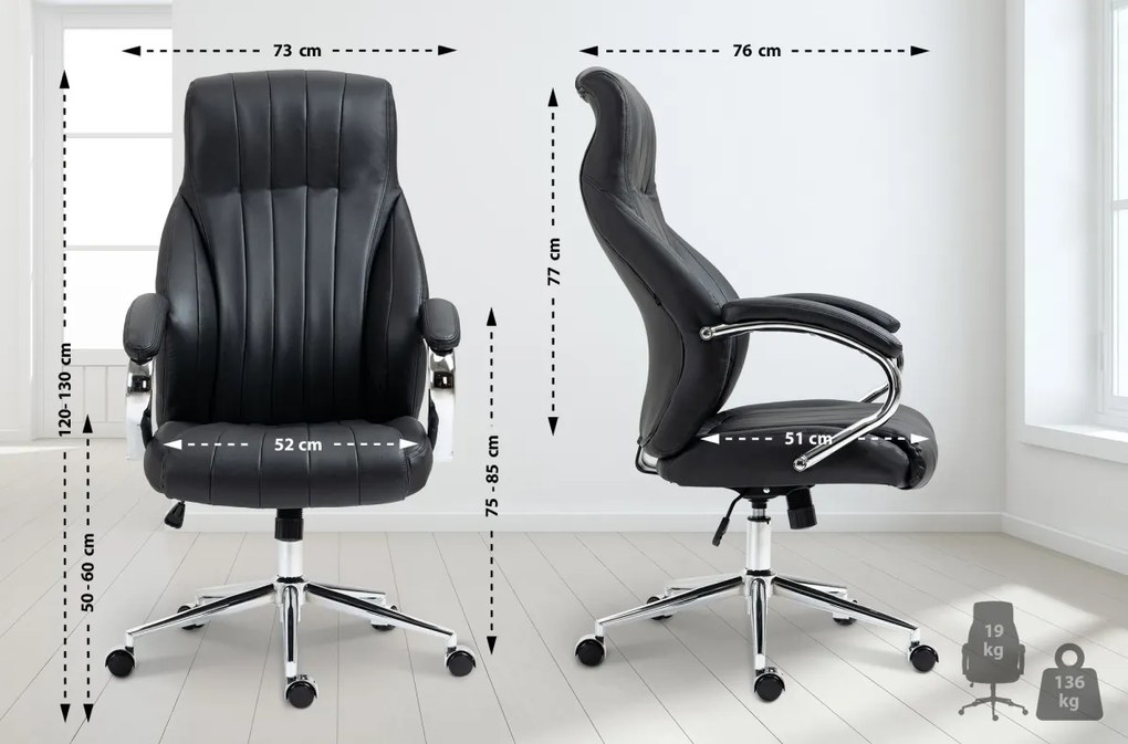 Design-Shop Kancelárska stolička Wigan - koža - Čierna