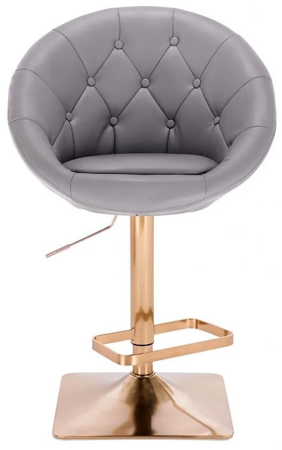 LuxuryForm DESIGN Barová stolička VERA na zlatej hranatej podstave - šedá