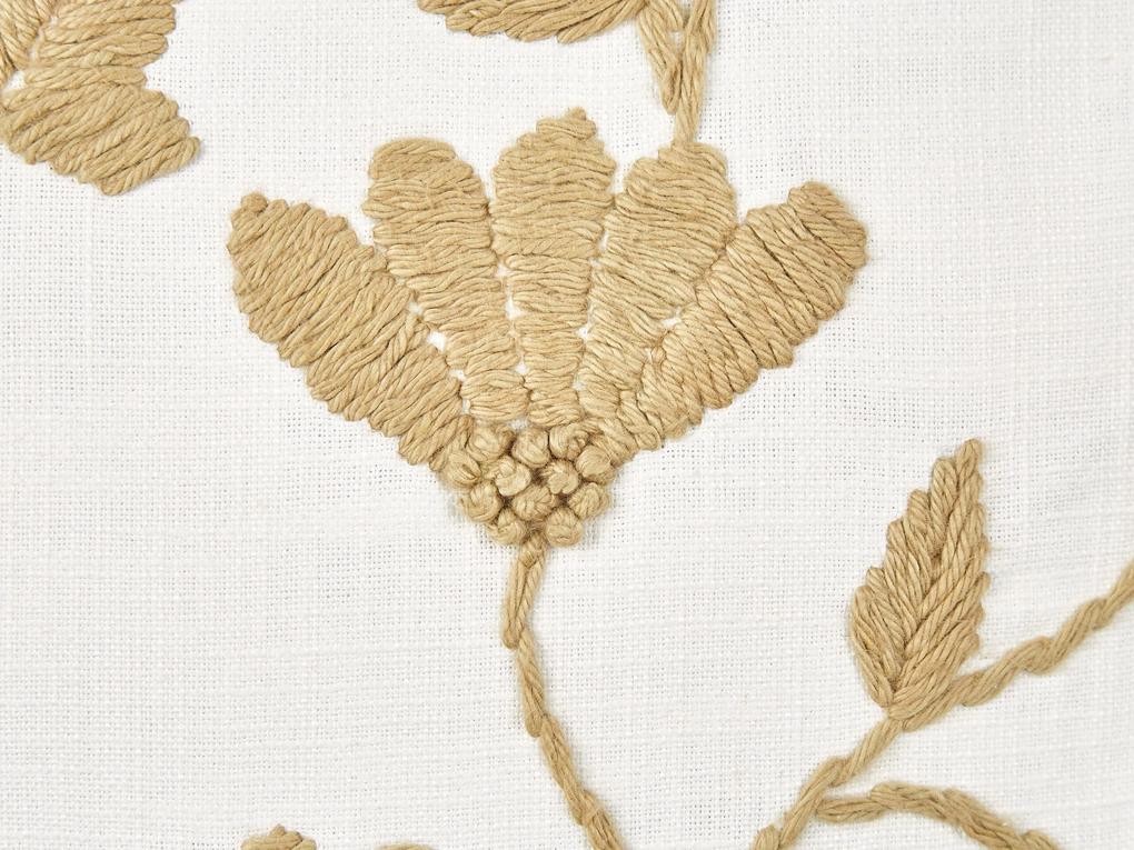 Bavlnený vankúš s kvetinovým vzorom 45 x 45 cm biela a béžová LUDISIA Beliani