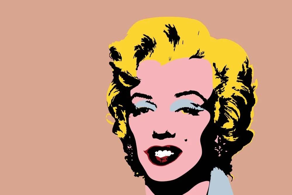 Tapeta pop art Marilyn Monroe na hnedom pozadí - 225x150