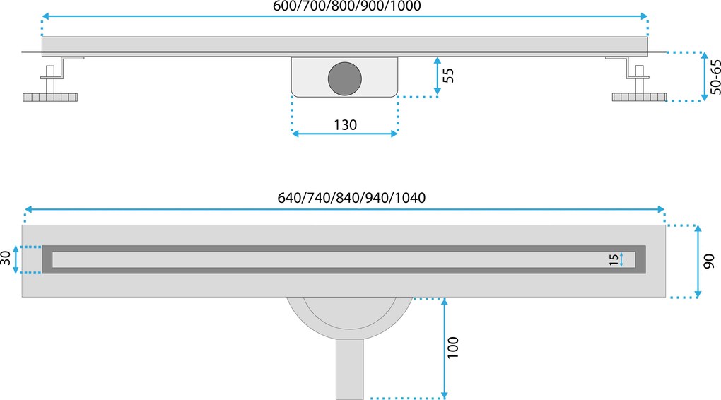 Rea Neox Slim Pro, odtokový žľab 70cm, zlatá lesklá, REA-G2718