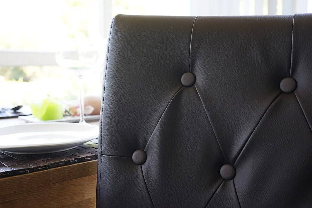 2x Jedálenská stolička Chesterfield 2 - koženka, svetlé nohy - Hnedá