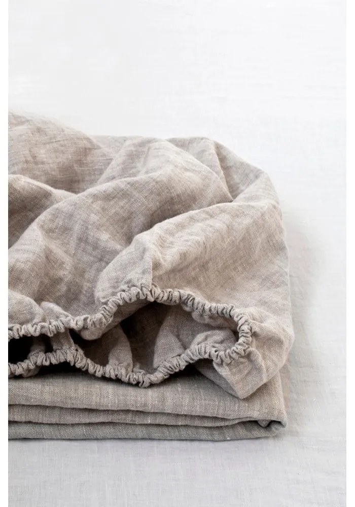 Prírodná ľanová elastická plachta Linen Tales, 180 x 200 cm