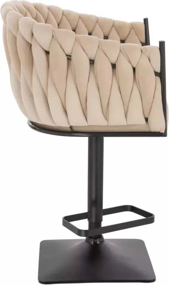 LuxuryForm DESIGN Barová stolička NORDEN VELUR na čiernej hranatej podstave - krémová