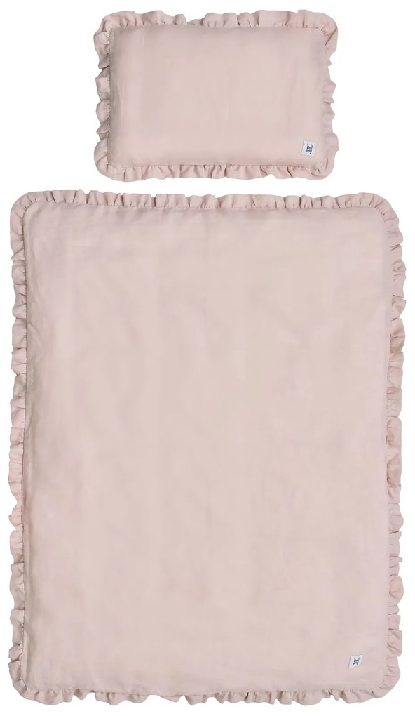 Ľanové obliečky do postieľky DUSTY PINK, vel. M