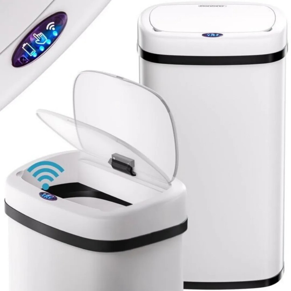 Senzorový odpadkový kôš DEUS, 58 litrov, biela Jurhan