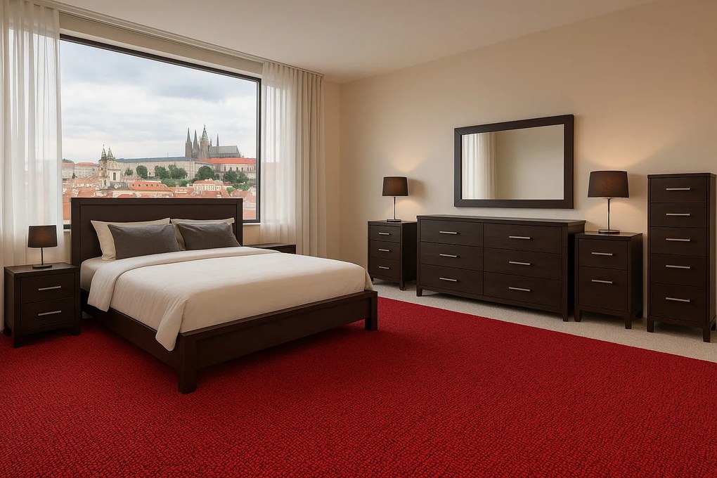 Metrážny koberec Debut 35, na mieru, šíře 4m, červená, filc, detská izba, Betap