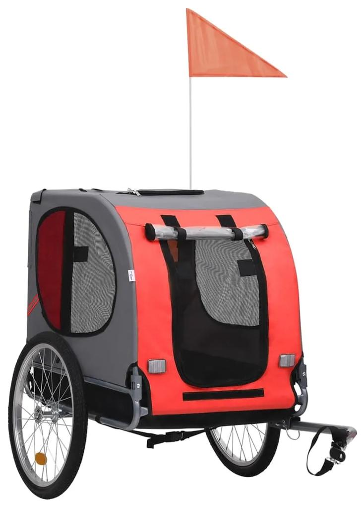 vidaXL Vozík za bicykel pre psa, červená a čierna