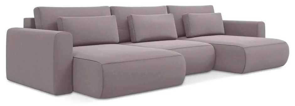 Zamatová rozkladacia/s úložným priestorom rohová pohovka v levanduľovej farbe (do tvaru "U") Kapua – Makamii