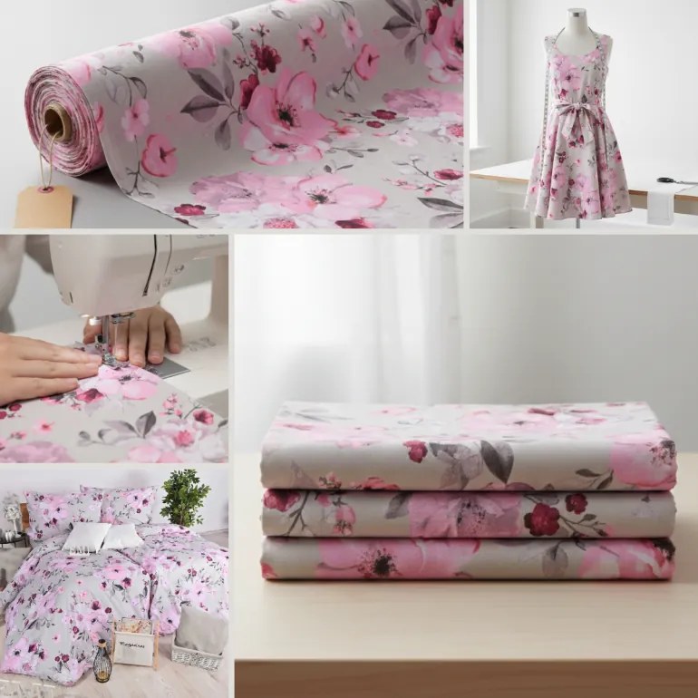 Látka metráž 100% bavlna delux Nelly sivá EMI, 1 meter