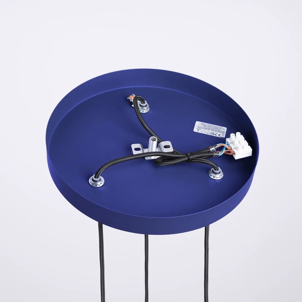 Tmavomodré závesné svietidlo so skleneným tienidlom ø 25 cm Orbital – Sollux