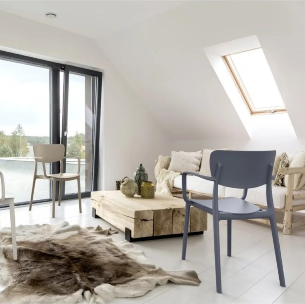 LISA záhradná stolička s podrúčkami dark grey