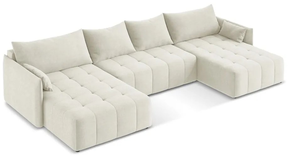 Béžová rozkladacia/s úložným priestorom rohová pohovka (do tvaru "U") Moku – Makamii