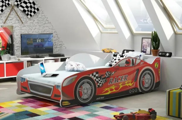 Interbeds CARS Detská jednolôžková posteľ 160x80 športové + matrac