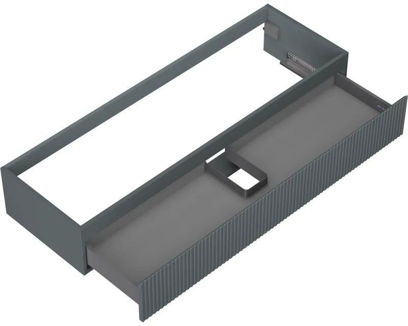 Mexen Rivel, kúpeľňová skrinka pod umývadlo 140 cm, 1 zásuvka, drážkovaná, grafitová matná, 91A20-14023-1-BF66