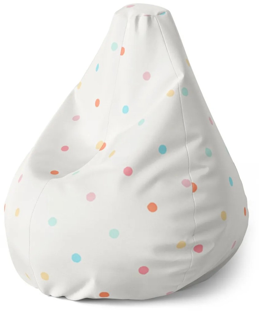 Sablio Sedací vak Pear Farebné bodky na béžovej - 140 x 100 x 25 cm