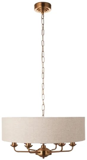 Endon 110722 - Závesný luster HIGHCLERE na reťazi 6xE14/40W/230V, béžová/mosadz, priemer 55 cm