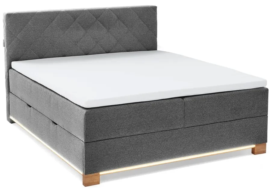 Sivá boxspring posteľ s úložným priestorom 180x200 cm Messina – Meise Möbel