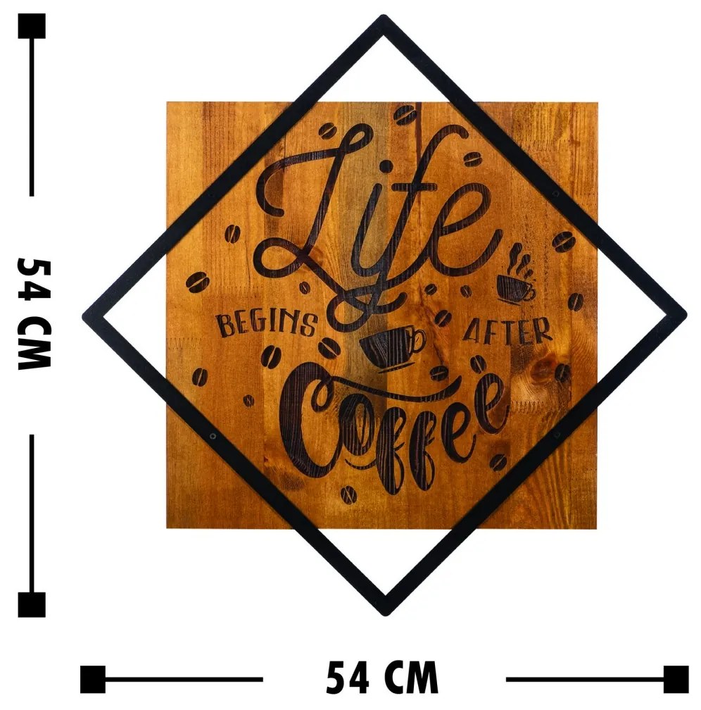 Nástenná drevená dekorácia ŽIVOT SA ZAČÍNA hnedá/čierna