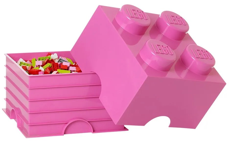Ružový úložný box štvorec LEGO®