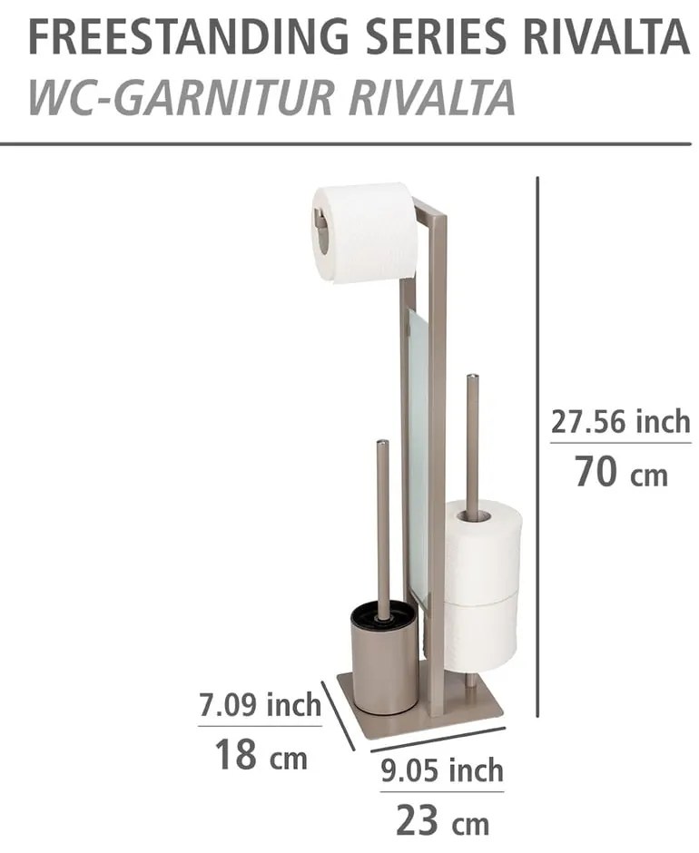 Svetlohnedý stojan na toaletný papier s WC kefou Wenko Rivalta