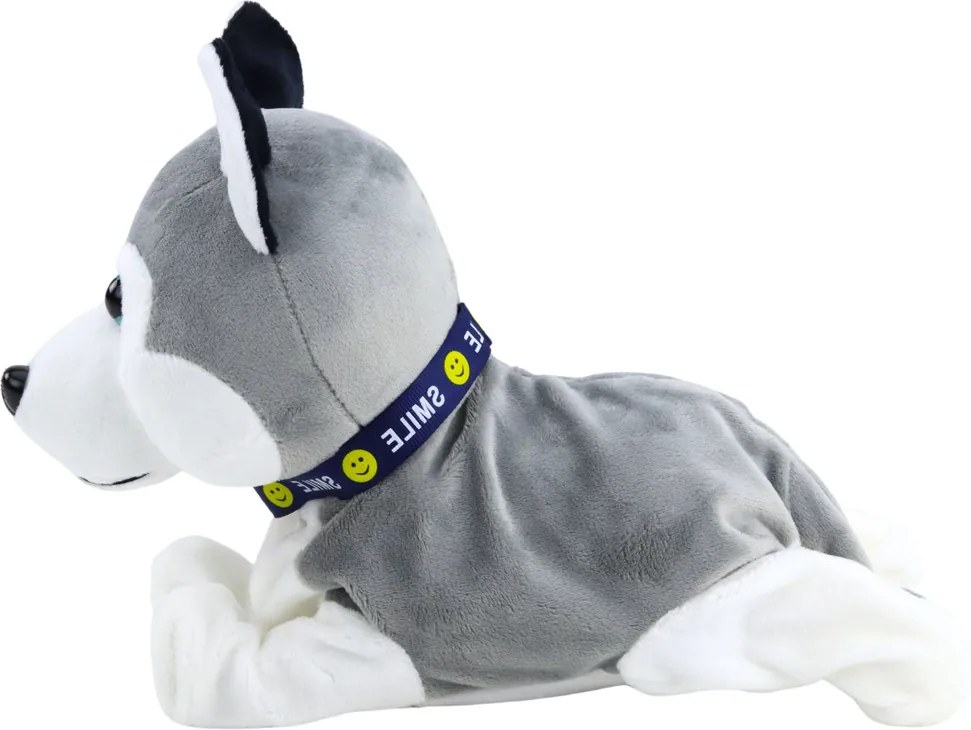 LEAN Toys Plyšový interaktívny pes Husky na batérie hýbe sa a vydáva zvuky