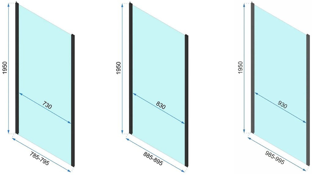 Rea Rapid Swing, 3-stenový sprchovací kút 80 (dvere) x 90 (stena) x 195 cm, 6mm číre sklo, čierny profil, KPL-009950