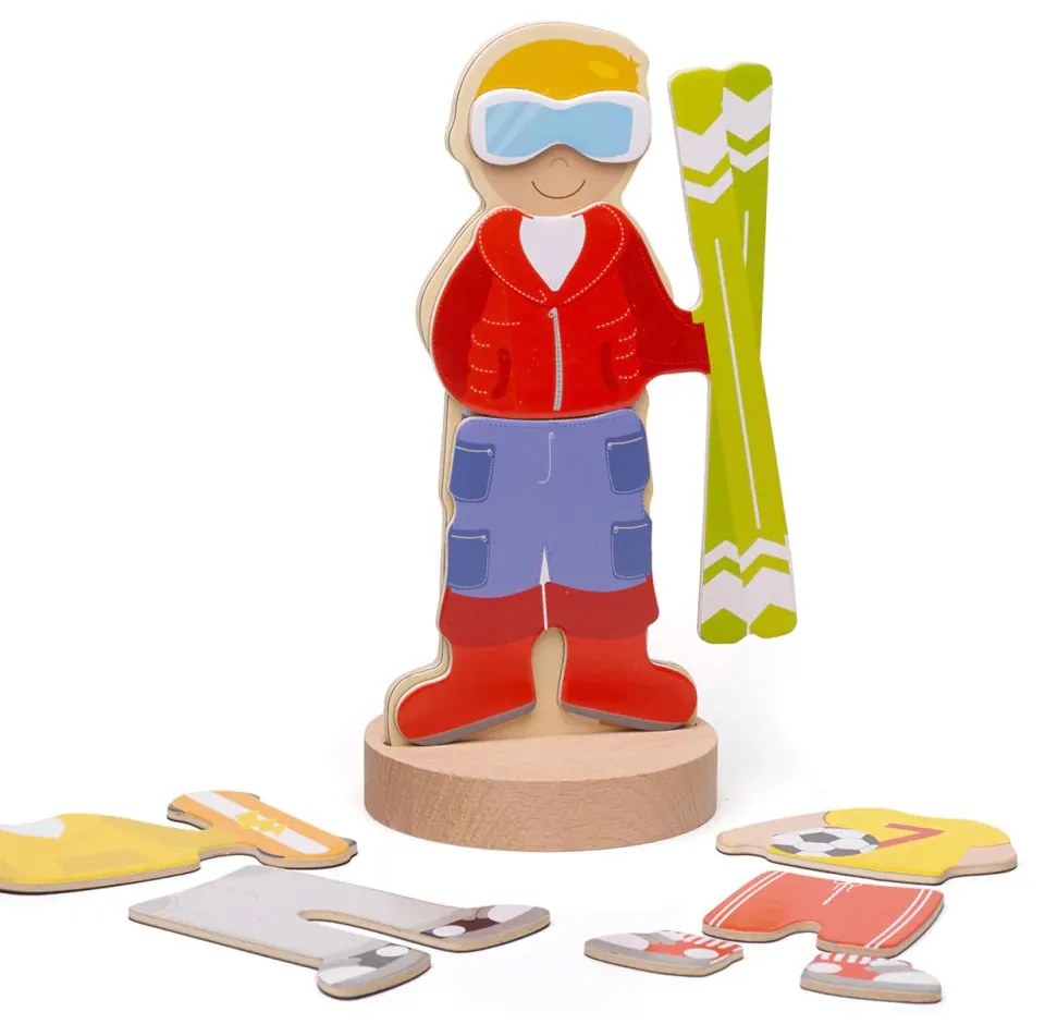 Bigjigs Toys magnetické obliekacie puzzle Športové aktivity