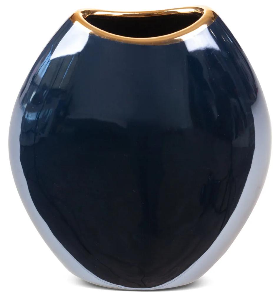 Dekoračná váza AMORA 14 x 7 x 16 cm tmavomodrá