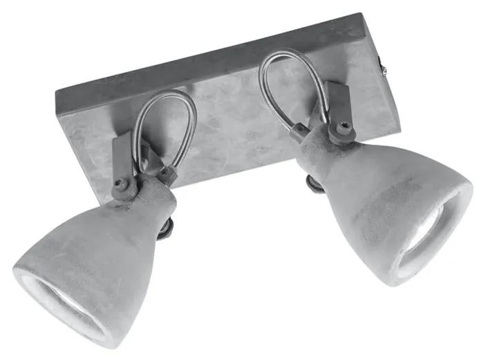 Sivé nástenné svietidlo na 2 žiarovky Trio Concrete, dĺžka 23 cm