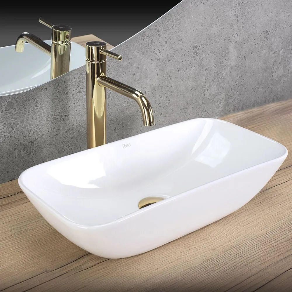 Rea Maria, umývadlo na dosku 520x380x115 mm, biela lesklá, REA-U6980