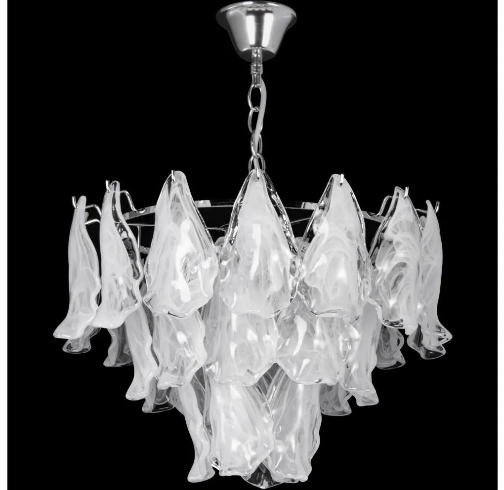 Luster na reťazi 4xE27/60W/230V pr. 40 cm lesklý chróm/biela