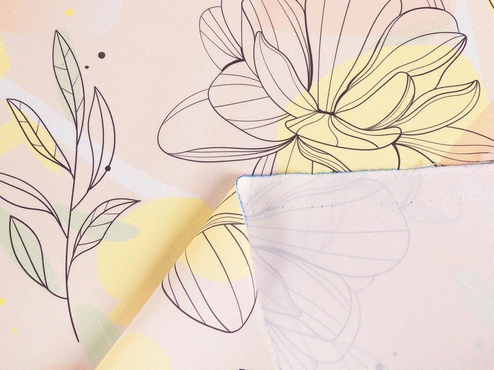 Biante Dekoračný záves TF-069 Žlto-ružové kvety s lístkami 140x160 cm