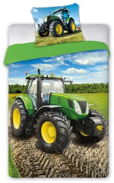 FARO -  FARO Obliečky Traktor zelený Bavlna, 140/200, 70/90 cm