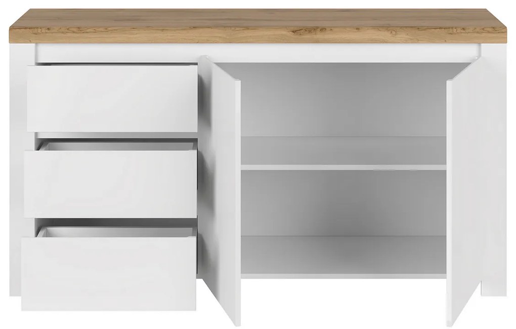 Komoda VILGO 2D3S, lesklá biela